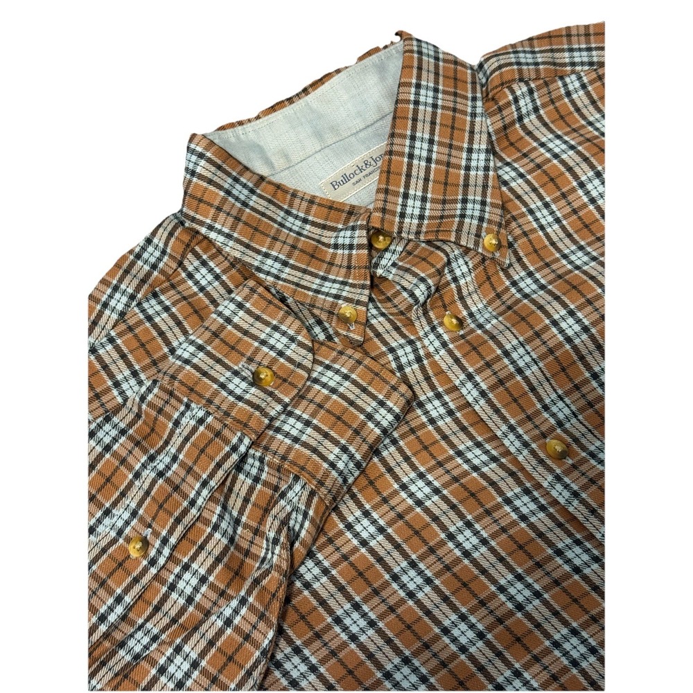 Bullock & Jones Mens Large Soft Yellow/Orange Woven Cotton Shirt Top Fine Lux SF